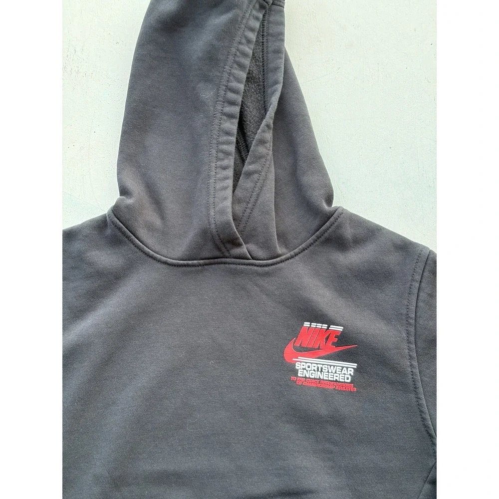 Kid's Nike Hoodie Black Swish Logo L Spell-Out Street Check Casual Street Sports